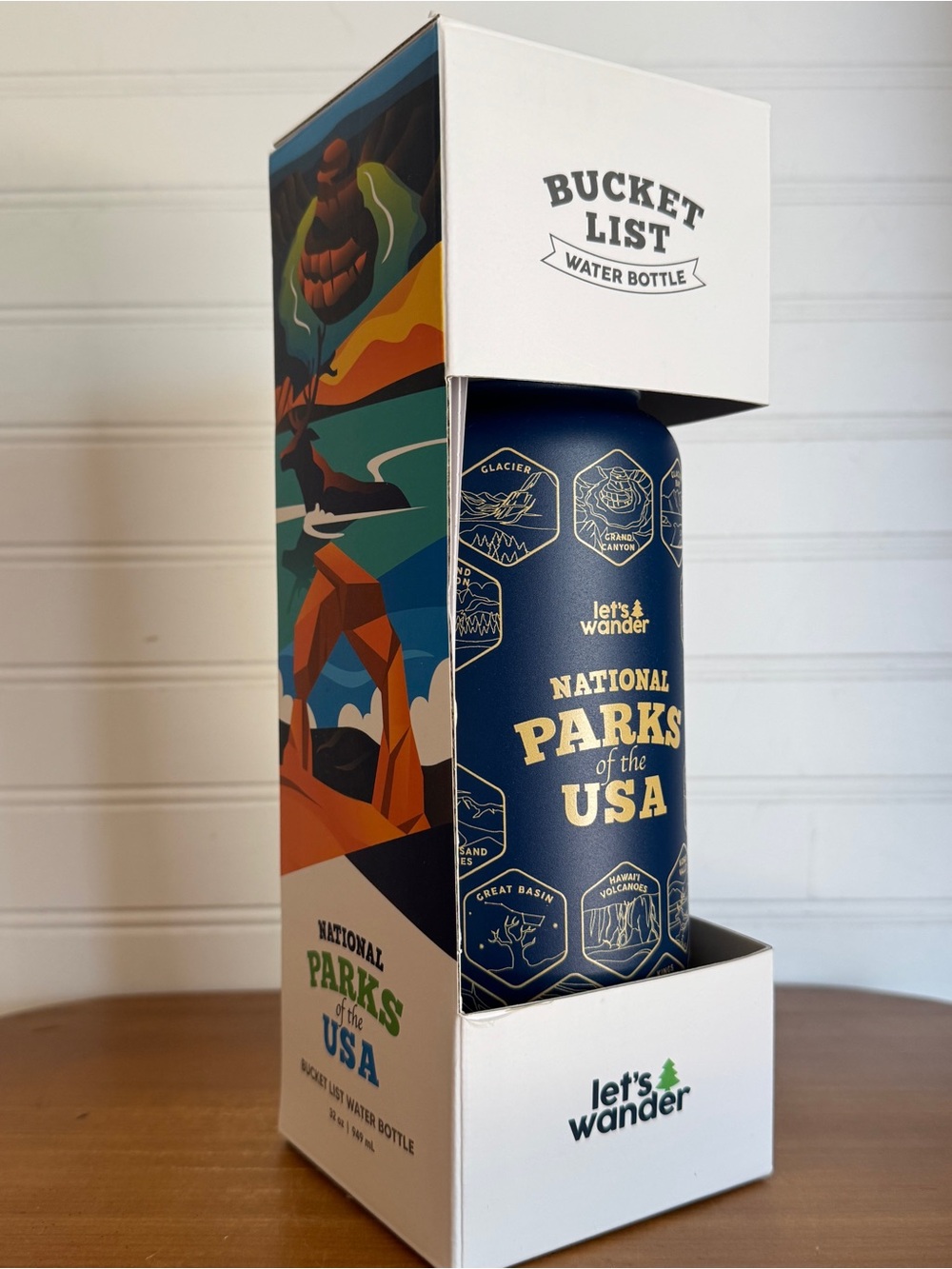 Brand New National Parks of the USA Blue Stainless Water Bottle